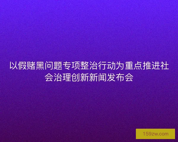 以假赌黑问题专项整治行动为重点推进社会治理创新新闻发布会